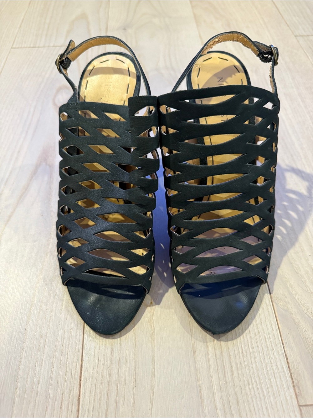 Nine West Black Cutout Strappy Open-Toe Heels